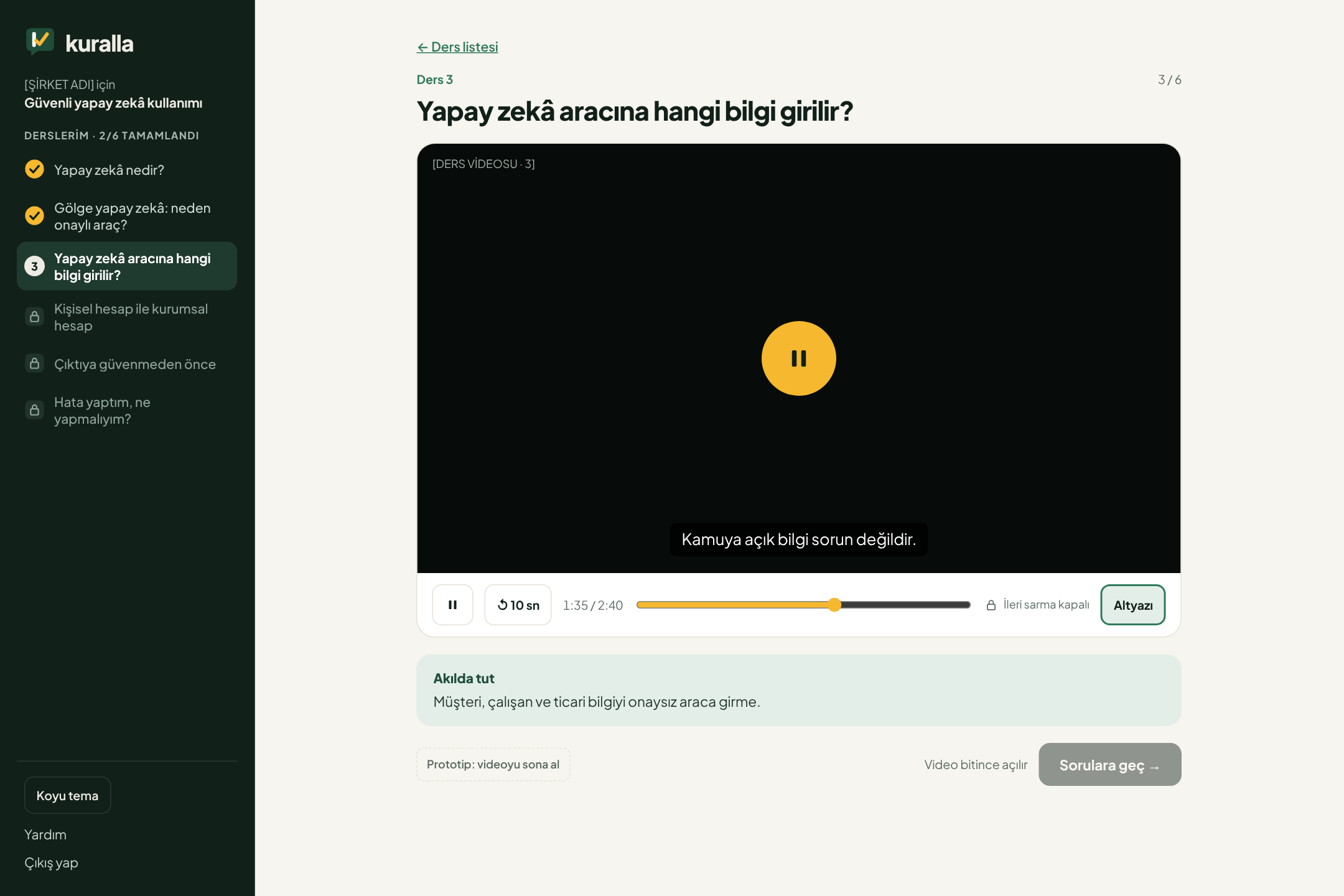 Ders videosu oynuyor: altyazı açık, ileri sarma kapalı.