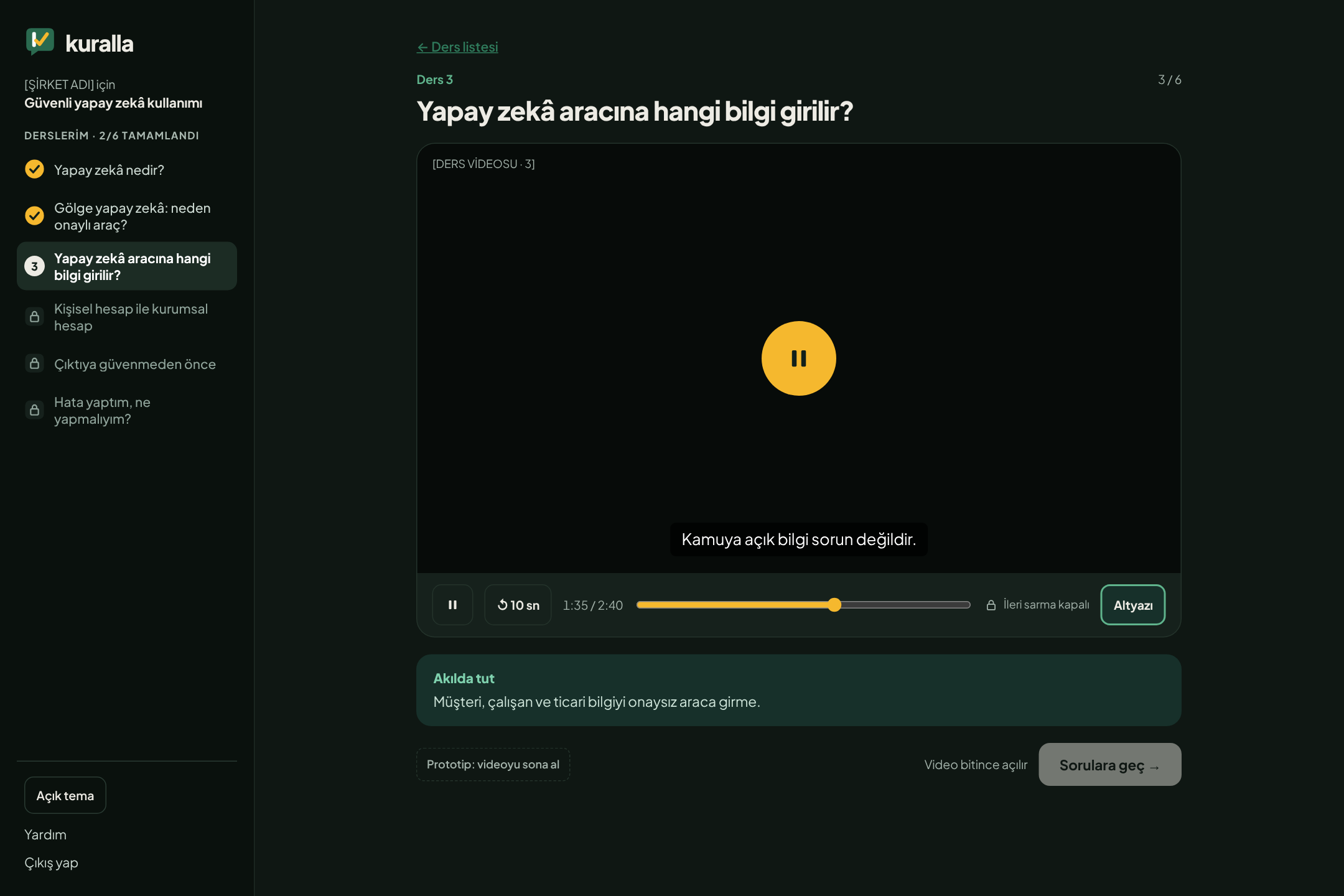 Ders videosu oynuyor: altyazı açık, ileri sarma kapalı.